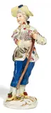Junger Mann mit Hahn by Meissen, Porzellan, farbig und gold staffiert, sold May 2017