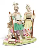 Gruppe römischer Krieger by Meissen, Porzellan, farbig und gold staffiert, sold May 2017