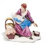 Miniaturgruppe Mutter mit Kind by Meissen, Porzellan, farbig staffiert, sold May 2017