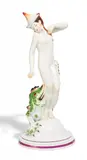 Mädchen mit Drache by Meissen, Porzellan farbig und sparsam gold staffiert, sold May 2017