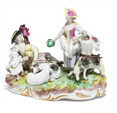 Schäfergruppe by Frankenthal, Um 1779, Porzellan, farbig und gold staffiert, sold Nov 2017
