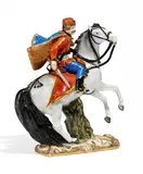 Husar zu Pferde by Meissen, 2. Hälfte 18. Jh, Porzellan, farbig, gold und silber staffiert, sold Nov 2017