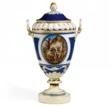 Kpm, Weimarer Vase mit Wirtshausszene in der Art von Teniers, Anfang 20. Jh, Porzellan, farbig und gold staffiert
