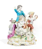 Kindergruppe "Konzert" by Meissen, 4. Viertel 18. Jh, Porzellan, farbig und gold staffiert, sold Nov 2017