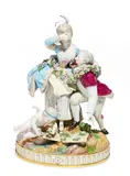 Gruppe "Der Zerbrochene Steg" by Meissen, 19. Jh, Porzellan, farbig und gold staffiert, sold Nov 2017