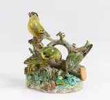 Vogelgruppe by Meissen, Porzellan, farbig staffiert, sold Jan 2018