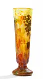 GROßE VASE MIT BROMBEER-ZWEIGEN by Cristallerie Daum, Um 1903, Farbloses Glas mit Pulvereinschmelzungen in milchigem Zitronengelb und Weiß, sold Nov 2017