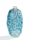 Ovoide Vase 'Ronces' mit Dornenzweigen by René Lalique, Anfang 20. Jh, Farbloses Glas, außen partiell mattgeätzt und blau patiniert, sold Nov 2017