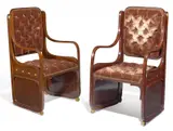 J. & J. Kohn, Paar Sessel, Um 1901, Bugholz, mahagonifarben gebeizt