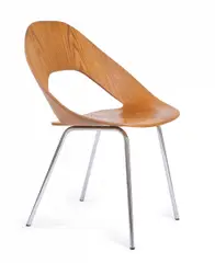 Stuhl St665 by Thonet, 1956 - 1963, Stahlrohr, Sperrholz Rüster, sold Jan 2019