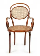 Thonet, Kinderfauteuil Nr.11, Um 1860, Buchenholz, massiv gebogen, Geflecht