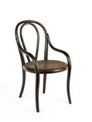 Thonet, Puppenfauteuil Nr. 1, Um 1900, Buchenholz, massiv gebogen, Geflecht