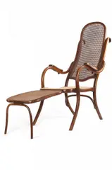 Gebrüder Thonet, Kaminfauteuil (Klappbar), Buchenholz, massiv gebogen, Geflecht, Messing
