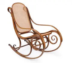 Thonet, Schaukelfauteuil Nr.1, Um 1890, Buchenholz, massiv gebogen, Geflecht