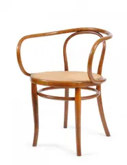Schreibfauteuil Nr. 9 by Gebrüder Thonet, Um 1910, Buchenholz, massiv gebogen, Geflecht, sold Jan 2019