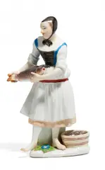 Fischerin by Meissen, Porzellan, farbig staffiert, sold May 2018