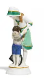 Geschwisterpaar by Meissen, Porzellan, farbig bemalt, sold May 2018