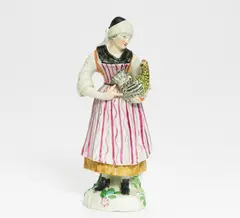 Bäuerin mit Henne by Höchst, 18.Jh, Porzellan, farbig staffiert, sold Jan 2020