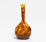 Soliflore mit Orchideendekor by Émile Gallé, 1904-1906, Farbloses Glas, mit gelben und orangefarbenen Pulvereinschmelzungen, sold Nov 2018