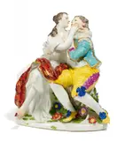 Liebesgruppe by Meissen, 18.Jh, Porzellan, farbig und gold staffiert, sold Nov 2018