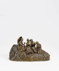 Jardiniere "Strickende Mädchen" by Peter Tereszczuk, Bronze, sold Jan 2019