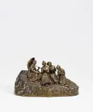 Peter Tereszczuk, Jardiniere "Strickende Mädchen", Bronze