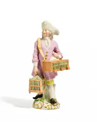 Vogelhändler by Meissen, 18.Jh, Porzellan, farbig und gold staffiert, sold Nov 2018