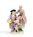 Gruppe "Schlittschuhläufer" by Meissen, Vor 1924, Porzellan, farbig und gold staffiert, sold Nov 2018