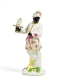 Mohr, Kredenzend by Meissen, 18.Jh, Porzellan, farbig und gold staffiert, sold Nov 2018