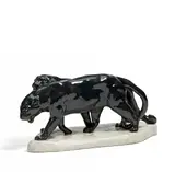Schwarzburger Werkstätten, Pantherpaar, Porzellan, farbiges Dekor