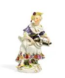 Lautenspielerin by Meissen, 18.Jh, Porzellan, farbig und gold staffiert, sold Nov 2018