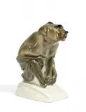Sitzender Pavian by Meissen, Vor 1924, Porzellan, graues Dekor, sold Nov 2018