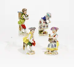 Vier Gärtnerkinder by Meissen, Porzellan, farbig und gold staffiert, sold Jan 2019