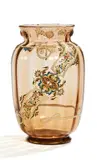 GROßE VASE MIT ORIENTALISCHEM DEKOR by Émile Gallé, Um 1897/98, Rauchbraunes Glas mit farbigem Email- und Golddekor, sold Nov 2018