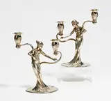 Wmf, Paar Jugendstil Leuchter mit Figurenzier