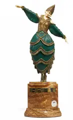 Demetre Chiparus, Figur 'Carnaval', Um 1920, Kaltbemalte Bronze, Elfenbein