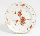 Teller mit Blumendekor by Meissen, 18.Jh, Porzellan, farbig und gold staffiert, sold Nov 2018