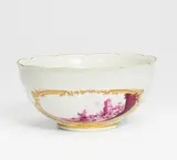 Kumme mit Landschaftsdarstellung by Meissen, 18.Jh, Porzellan, purpur und gold staffiert, sold Jan 2020