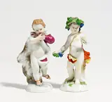 Allegorien "Herbst" und "Winter" by Meissen, Porzellan, farbig und tlw. gold dekoriert, sold Jan 2020