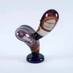 Theodor Sellner, Plastik, Überfangglas. Amethystfarben mit mehrfarbigen Farbfeldern