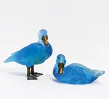Entenpaar by Cristallerie Daum, Blaues, im Model geformtes Glas, satiniert, sold May 2019