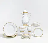 Kaffeeservice "Schwanenservice" für 6 Personen by Meissen, Porzellan, gold staffiert, sold Jan 2020