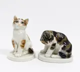 2 Katzen by Meissen, Porzellan, farbiges Dekor, sold May 2019