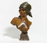 Emmanuel Villanis, Büste eines jungen Mädchens, Bronze