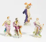 Meissen, Figurenserie "Die Vier Elemente", Porzellan, farbig und gold staffiert