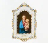 Porzellangemälde 'Maria mit Kind' by Meissen, Porzellan, farbig bemalt, Rahmen farbig und gold staffiert, sold Jan 2020