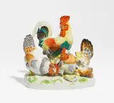 Hühnergruppe by Meissen, Porzellan, farbig staffiert, sold Nov 2020