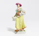 Große Figur einer Schäferin by Meissen, Porzellan, farbig und sparsam gold staffiert, sold Nov 2020