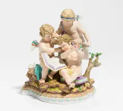 Die Arithmetik by Meissen, 19. Jh, Porzellan, farbig und gold staffiert, sold Nov 2019