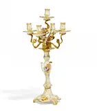 Kpm, Große Girandole mit feinem Weichmalereidekor, 1922, Porzellan, farbig und gold staffiert und feuervergoldete Bronze